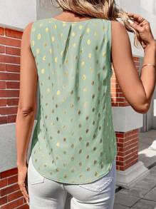 SHEIN Clasi 女士圓領無袖夏季中空襯衫 - 薄荷綠 - 查看 2