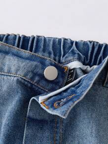 SHEIN Explorewe New Arrival Retro American High Street Style Inverted Washed Jeans For Teen Boys - Medium Wash - View 5