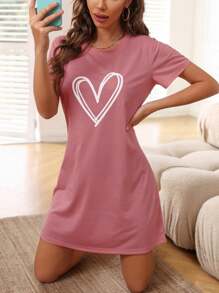 Summer Heart Print Pajama Nightdress