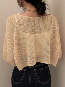 DAZY Áo len nữ dài tay khoét rỗng có cà vạt phía trước - Màu vàng - Xem 5