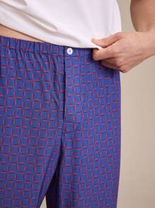 EverLounge Men's Buttoned Pocket Lounge Pants With Printed Patterns, Home Casual Bottoms - Multicolor - View 3