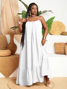 Slaydiva Tank-Top-Swing-Kleid Einfarbig in großen Größen