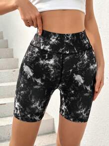 SHEIN Essnce 女性高腰無縫瑜伽短褲，提臀運動健身摩托車短褲 - 棕色 - 查看 4