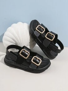 Infant Sandals For Boys, Comfortable And Fashionable Hook And Loop Design - Black - View 3