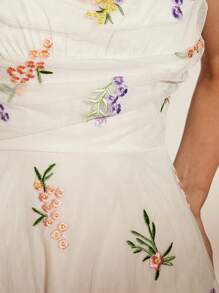 Aveloria Rosie Vestido de vacaciones para mujer, tirantes finos y sin mangas, con malla transparente de hada y bordado