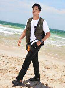 In My Nature Men Letter Graphic Drawstring Waist Outdoor Pants