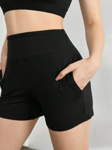 Ocili Leisure Solid Cami Top & Shorts Lounge Set - Black - View 5