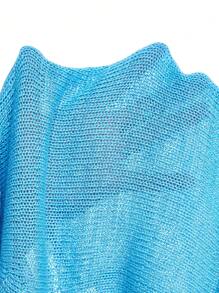 ROMWE Avant 女士閃亮蝴蝶結鈴聲袖短身毛衣，狂歡音樂節 - 藍色 - 查看 7