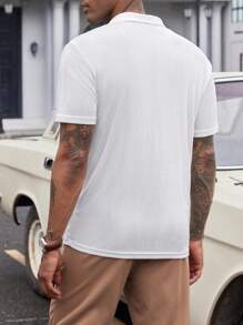 Manfinity Homme 男士純色Polo衫，夏日日常穿著 - 米色 - 查看 2