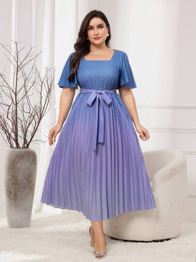 Modelyn Vestido de verano elegante con pliegues y degradado de talla grande