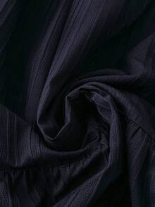 SHEIN LUNE Plus尺碼實心打摺擺線寬鬆連衣裙 - 藍色 - 查看 4