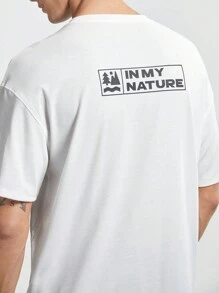 In My Nature 男士字母印花拉鍊口袋短袖戶外T恤 - 杏色 - 查看 6