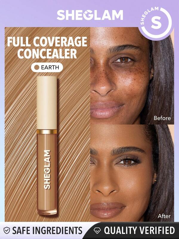 SHEGLAM Like Magic 12Hr Full Coverage Concealer-Earth Matte Liquid Concealer Long Lasting Brightening Color Corrector Weightless All-Day Long Lasting Hydrating Concealer Christmas Winter Concealer Valentine's Day Decor Love Gift Winter Y2K Makeup Party Beach Travel Holiday Camping Outdoors Present Rose Fashion Girl Cosmetic Cosplay Best Trip Festivals Color Fancy Campus School Charm Vibe Women's Day