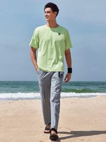 In My Nature Men Letter Graphic Short Sleeve Outdoor Tee For Summer