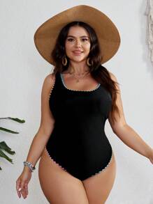 Swim SPRTY 大码鞭缝连体泳衣 夏季 - 黑色 - 查看 6