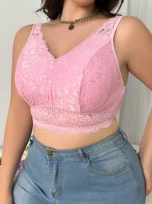 Große Größen Sexy spitzenbesetzter BH ohne Bügel für Damen, 1 Stück, Lingerie