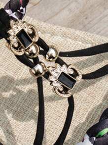 女款黑色平底涼鞋，編織設計，輕盈舒適且防滑，編織花紋隨機 - 彩色 - 查看 4