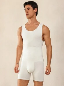 Hombre, enterizo moldeador con estampado de escamas de pez - Blanco - Ver 9