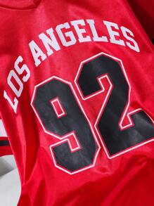 Tween Girl Letter Graphic Ruffle Hem Tissue Dress - Red - View 5