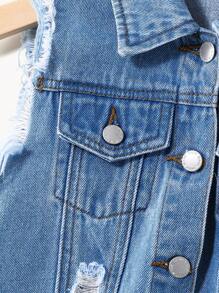 Cozy Pixies Young Boys Spring Summer Casual Faded Distressed Denim Vest &Baggy Patch Pocket Ripped Soft Denim Jeans Shorts, Young Boys Summer Clothes Two-Pieces Set Outfits