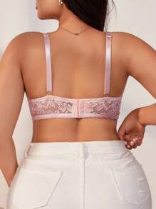 Plaid And Lace Fashion Plus Size Bustier Bra - Red - View 2