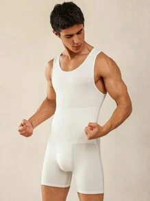 Hombre, enterizo moldeador con estampado de escamas de pez - Blanco - Ver 1