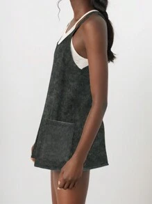 Easithlete Rochie Sportiva de dama, cu buzunare, rochie cu bretele cu efect denim, potrivita pentru tenis si golf, set 2 buc cu material anti-luminos si jambiere