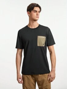 In My Nature 男士戶外彩塊拉鍊設計短袖休閒運動T恤