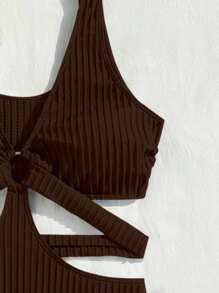 SHEIN Swim Cut Out Ring Linked One Piece Swimsuit Summer