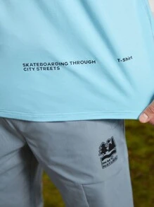 In My Nature Men Letter Graphic Outdoor Tee Without Bag - Blue - View 4