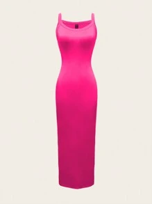 Chiquease Vestido de tirantes con diseño ajustado y elegante de unicolor sexy para mujer, vestido largo de Body entero maxi para outfit de mujer
