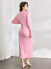 Leisure Solid Self Tie Lounge Robe