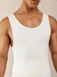 Hombre, enterizo moldeador con estampado de escamas de pez - Blanco - Ver 11