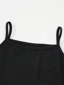 Conjunto de vestido de malla con estampado de margaritas y vestido de tirantes finos de moda para adolescente