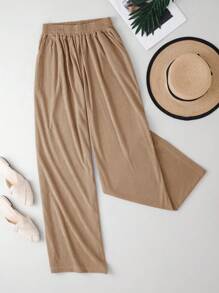 SHEIN 女士纯色简约日常宽松长裤