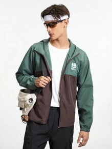 In My Nature Men's Color Block Hooded Outdoor Jacket - Dusty Blue - View 6