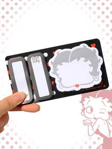 Betty Boop | ROMWE 1 Set Cute Cartoon Self-Adhesive Memo Pad For Leaving Messages And Taking Notes, School - Black and White - View 2
