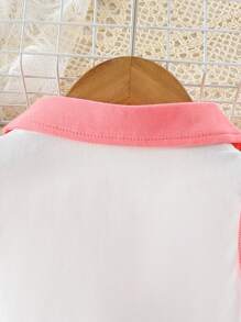 Girls' Contrast Color Turn-Down Collar Sleeveless Top And Shorts Set, Summer - Multicolor - View 5