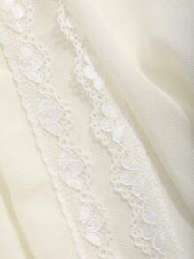 DAZY See-Through Chiffon & Contrast Lace Nightgown With Ruffled Sleeves, Pajama - Apricot - View 9