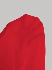 SHEIN MOD 女款純色短袖心形領夏季洋裝 - 紅色 - 查看 5