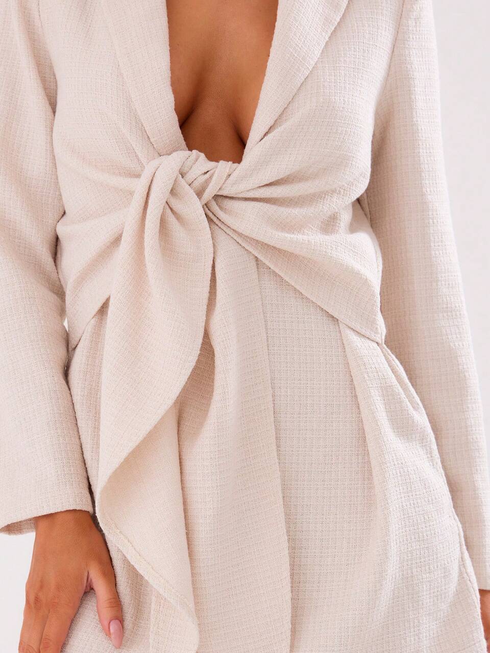 Long Sleeve Front Wrap Blazer Mini Dress Elegant Spring Summer Vacation Party Old Money Brunch