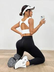 Gameset SHEIN Sport Calça Legging Esportiva Sem Costura Feminina - Preto - Visão 6