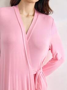 Leisure Solid Self Tie Lounge Robe