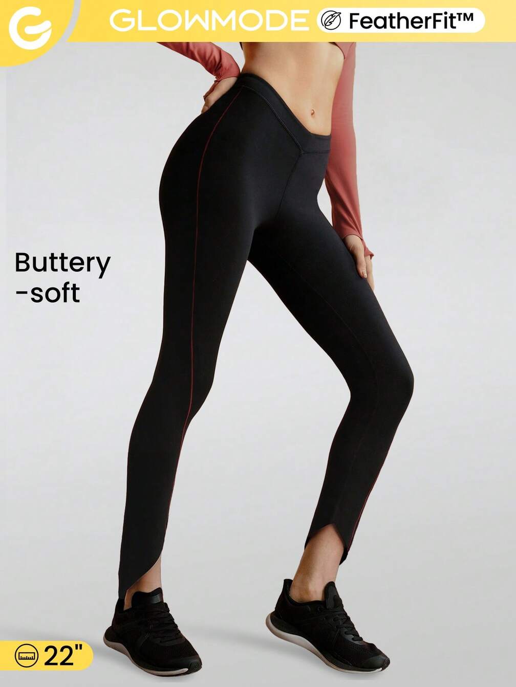 FeatherFit™ Move Freely V Waist Bias-Cut Hem Leggings｜Glowmode