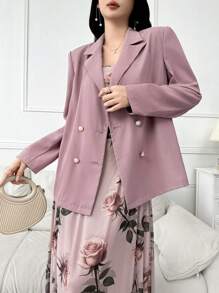 Modelyn Conjunto de 2 piezas para mujer: vestido de tirantes con estampado floral y chaqueta de manga larga de unicolor
