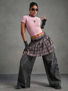 Streetz SHEIN Sport Slogan Graphic Crop Sports Tee - Pink - View 2