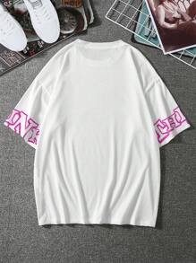 Manfinity Hypemode 男士夏季休閒短袖T恤，帶字母和卡通人物印花