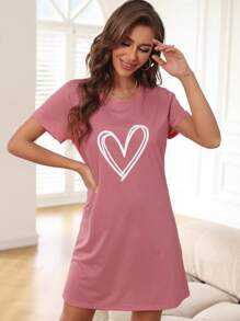 Summer Heart Print Pajama Nightdress