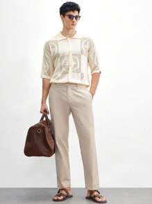 AKNOTIC Business Casual Men's Regular Fit Woven Casual Pants With Pockets, Daily Wear And Commuting - Khaki - View 5