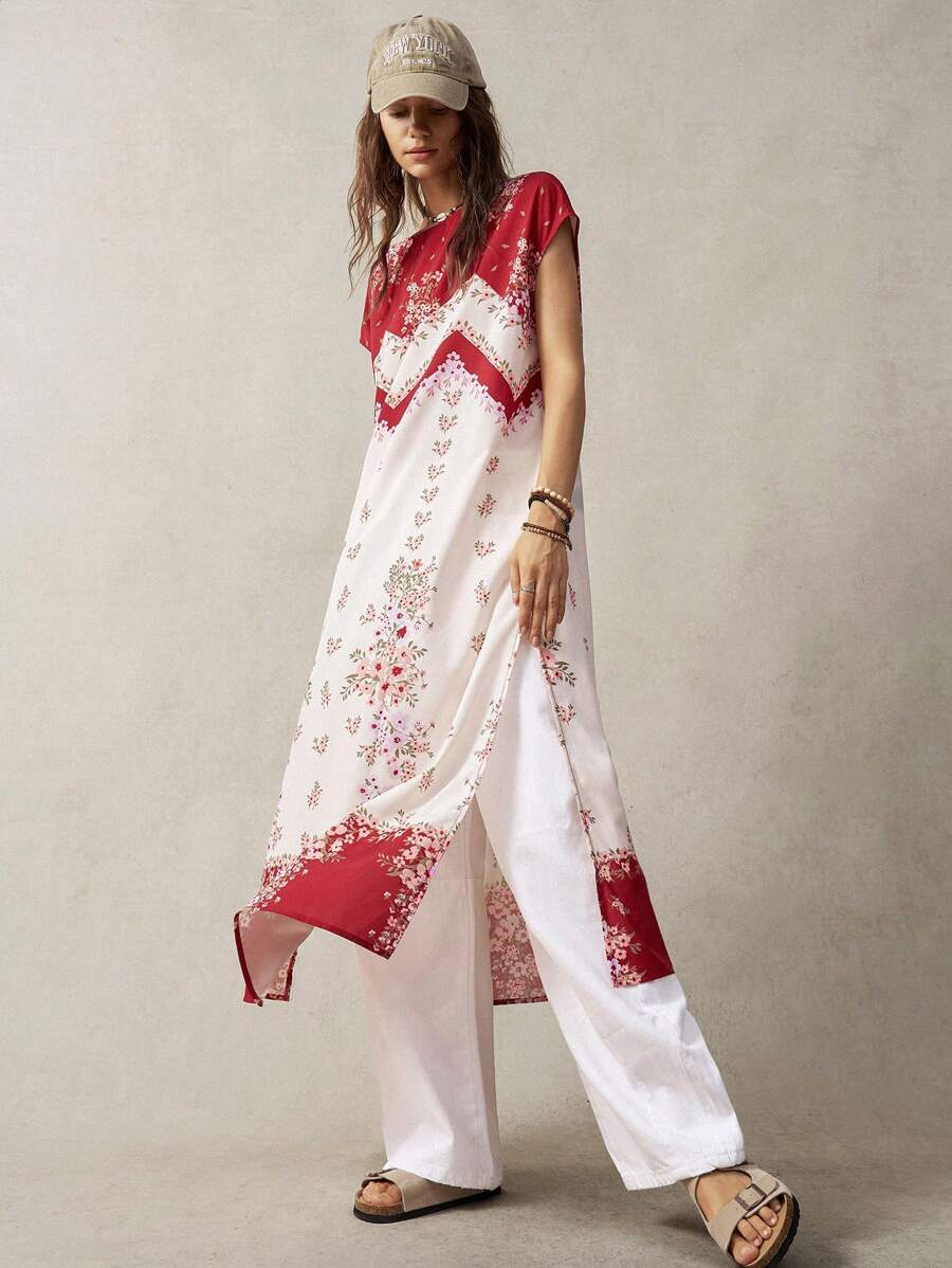 Bohemela Váy đi nghỉ không tay in hoa cho nữ - Nhiều màu - Xem 1